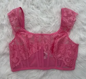 Victoria’s Secret Dream Angels Boho Floral Embroidery Corset Top Tickled Pink L thumbnail 1