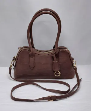 Womens Satchel Shoulder Bag Brown Croc Embossed Crossbody Handbag Work Everyday thumbnail 1