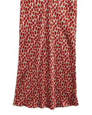 Topshop Womens Maxi Skirt SIze‎ 2 Red Floral Print Long Satin Full Length thumbnail 3