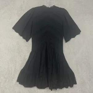 Madewell Dress Size 00 Black Eyelet Flutter‎ Sleeve Mini Cotton Sundress NU556 thumbnail 6