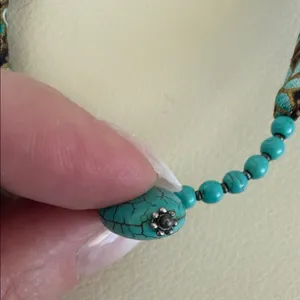 Turquoise Colored Bead Pendant Necklace - Women Jewelry thumbnail 7