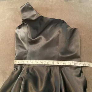 Women’s Black One Shoulder Satin Full Length Prom Party Dress Corset Back Size 2 thumbnail 12