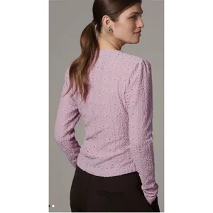 Anthropologie Maeve Textured Eyelet Top Lilac Sz XXS NEW Boho Cottagecore Whimsy thumbnail 3
