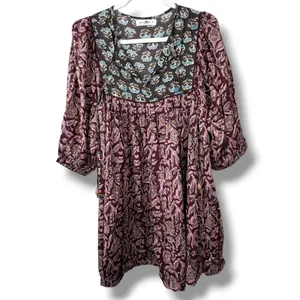 Natural Life Dara Floral Boho Bohemian Tunic Peasant Flowy Babydoll Mini Dress thumbnail 2