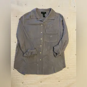 RALPH LAUREN Silk Button Front Collared Embroidered Pocket Sleep Top Size 14 thumbnail 5