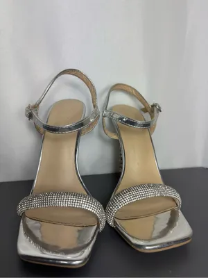 Charlotte Russe Y2K style party disco Silver Embellished stiletto Heels size 6 thumbnail 2