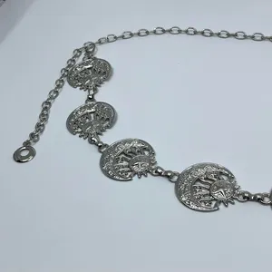 Vintage Y2K Celestial Silver Sun and Moon Chain Belt, 19.5–39 Inches, X7GA1149 thumbnail 7