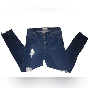 Free people high waisted denim raw hem jeans size 29 thumbnail 2