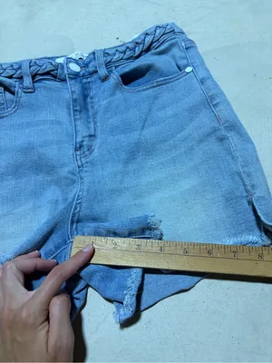 Judy blue Light Blue Braided-Waist Denim Shorts small thumbnail 3