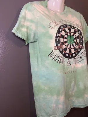 Sonoma Shirt Womens Small Green Tie Dye C.M. O'Brien Beer Darts Graphic Tee Top thumbnail 3