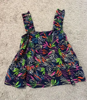 THML Multicolor Floral Print Tank Top - Navy Base thumbnail 1
