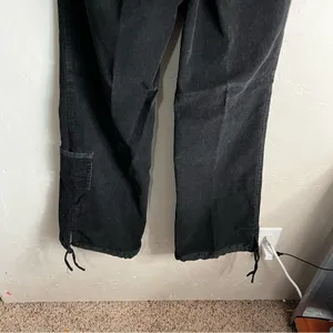 Moda International Vintage Black Corduroy‎ Wide Leg Baggy Adj. Cinch Ankle Pants thumbnail 9
