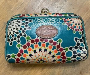 Fossil Teal Multicolor Dot-Print Clasp Wallet thumbnail 1