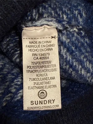Sundry Navy Fair Isle Crewneck Sweater with Rust & Royal Blue Accents thumbnail 5