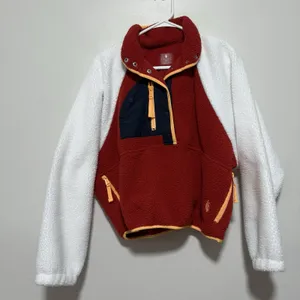 Free People Movement Hit The Slopes Colorblock‎ Fleece Pullover Red Sport Combo thumbnail 4