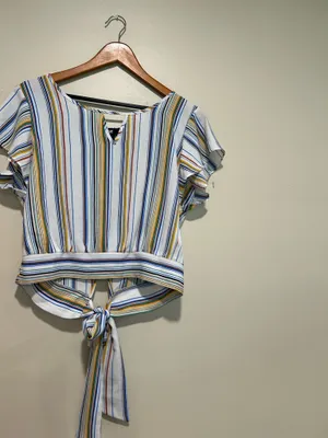 Semi cropped striped top Blue Size L thumbnail 2