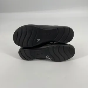 Clarks Womens Black Leather Side‎ Zip Comfort Slip On Shoes thumbnail 8