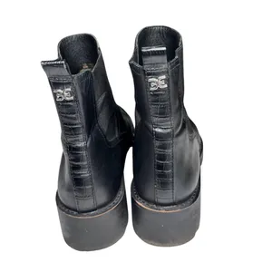 Sam Edelman Justina Chelsea Black Ankle Boots with Platform Sole 10 leather moto thumbnail 4