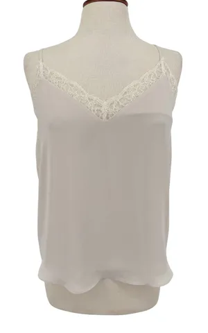 Babaton Aritzia Lace Trim Cami Tank Top Size S Light Beige Silky V-Neck thumbnail 1