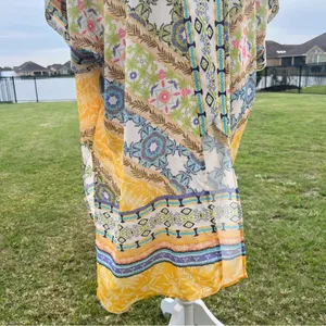Umgee Yellow Multicolor Floral Print Open Kimono thumbnail 4