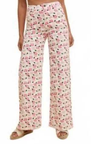 Boutique Anniewear denim floral jeans L thumbnail 1