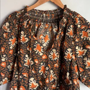 Free People Willow Print Puff Sleeve Blouse Small thumbnail 3