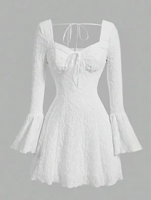 White Eyelet Corset Mini Dress | Romantic Cottagecore thumbnail 1