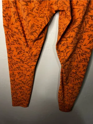 REI Co-Op Take Your Time Orange Brown Leaf So Soft 7/8 Pockets Athletic Leggings thumbnail 9