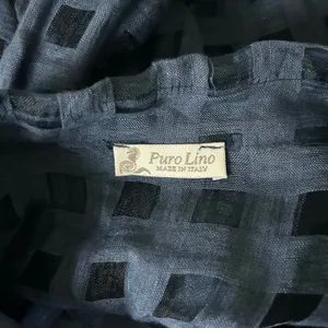 Puro Lino Navy Blue 100% Linen Sheer Check Button Down Shirt Made in Italy Sz M thumbnail 4