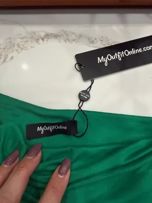 One-Shoulder Green Long Sleeve Crop Top - MyOutfitOnline thumbnail 2
