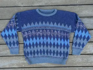 Vintage Purple/Blue Diamond Argyle Sweater Knitwear thumbnail 1