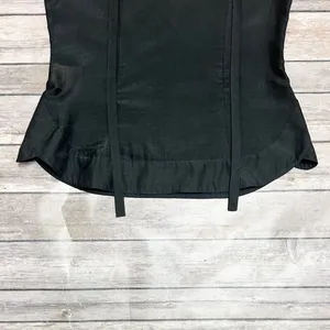Omorika Black Sheer Polka Dot Sleeveless Ruffle Tie Collar Silk Blend Top 2 thumbnail 4