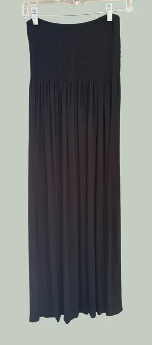 Mr‎ Buho Womens Smocked Strapless Midi Dress Black Rayon Convertible Dress L thumbnail 1