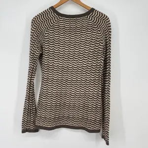 Nurture Brown Beige Cream Wavy Knit Rabbit Hair Blend Sweater Size‎ L Unique thumbnail 2