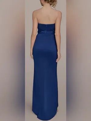 NEW Donna Karan New York Asymmetric Twist Strapless Sapphire Blue Gown Sz 8 thumbnail 4