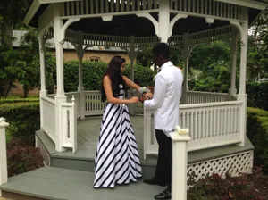 David's Bridal Chevron Prom Dress thumbnail 6