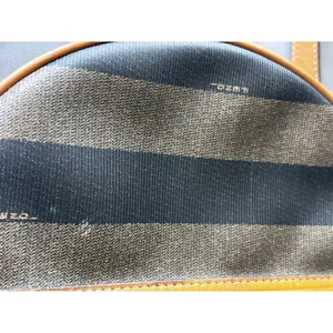 Fendi Pequin Canvas Round Hatbox Bag 10" Brown Black Vintage 80s Crossbody thumbnail 16