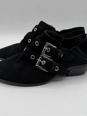 Rebecca Minkoff Black Suede Buckle Ankle Booties Pointed Toe Women’s 7M thumbnail 3