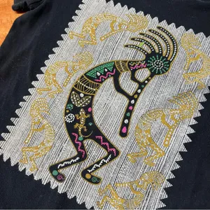 Vintage Kokopelli Bling Embellished Tee 100% cotton Made in USA Big Bang small thumbnail 2