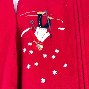 Jones NY Small Chrismtas Sweater Wool Cardigan Novelty Holiday Ugly‎ Red 1705 thumbnail 10