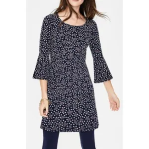 Boden Dress Womens Bird Star Print Flare Sleeve Stretch Knee Length Boho Size 4 thumbnail 2
