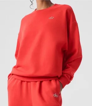 Alo Yoga Accolade Crew Neck Pullover Red Hot Summer M thumbnail 1