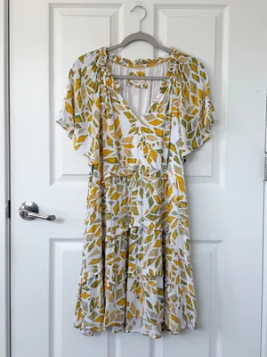 Anthropologie Mosaic Print Tiered Mini Dress with Flutter Sleeves thumbnail 2