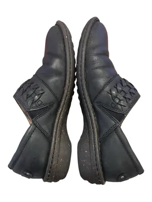 UGG Australia Anila Slip on Winter Clog Shoes Womens Size 6 Black Leather EUC thumbnail 4