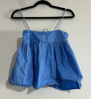 SNDYs Serina Tie Strap Blue Cotton Tank Top XS Summer Festival Going Out thumbnail 1