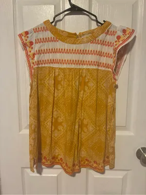 Savanna Jane yellow colorful top blouse style 18374 size large thumbnail 2