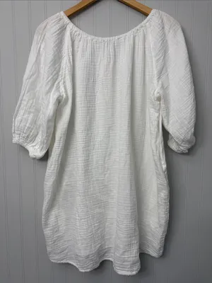 Little Moon Aritzia Off Shoulder Air Plush Cotton Fig Mini Dress Women XS White thumbnail 8