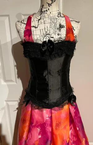 Vintage Corset cinched waister lace goth rave shape wear thumbnail 2