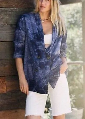 Anthropologie Amadi Hilde Shine Oversize Lightweight Tie Dye Linen Blazer SizeXL thumbnail 1
