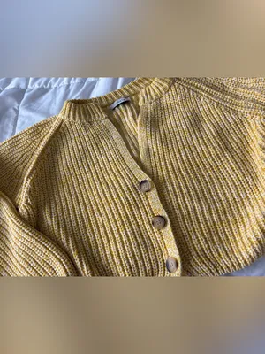 Sadie & Sage Yellow Chunky Knit Button Cardigan Sweater | Small | Cottagecore thumbnail 3